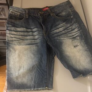 Guess Men's Distressed Blue Jean Shorts